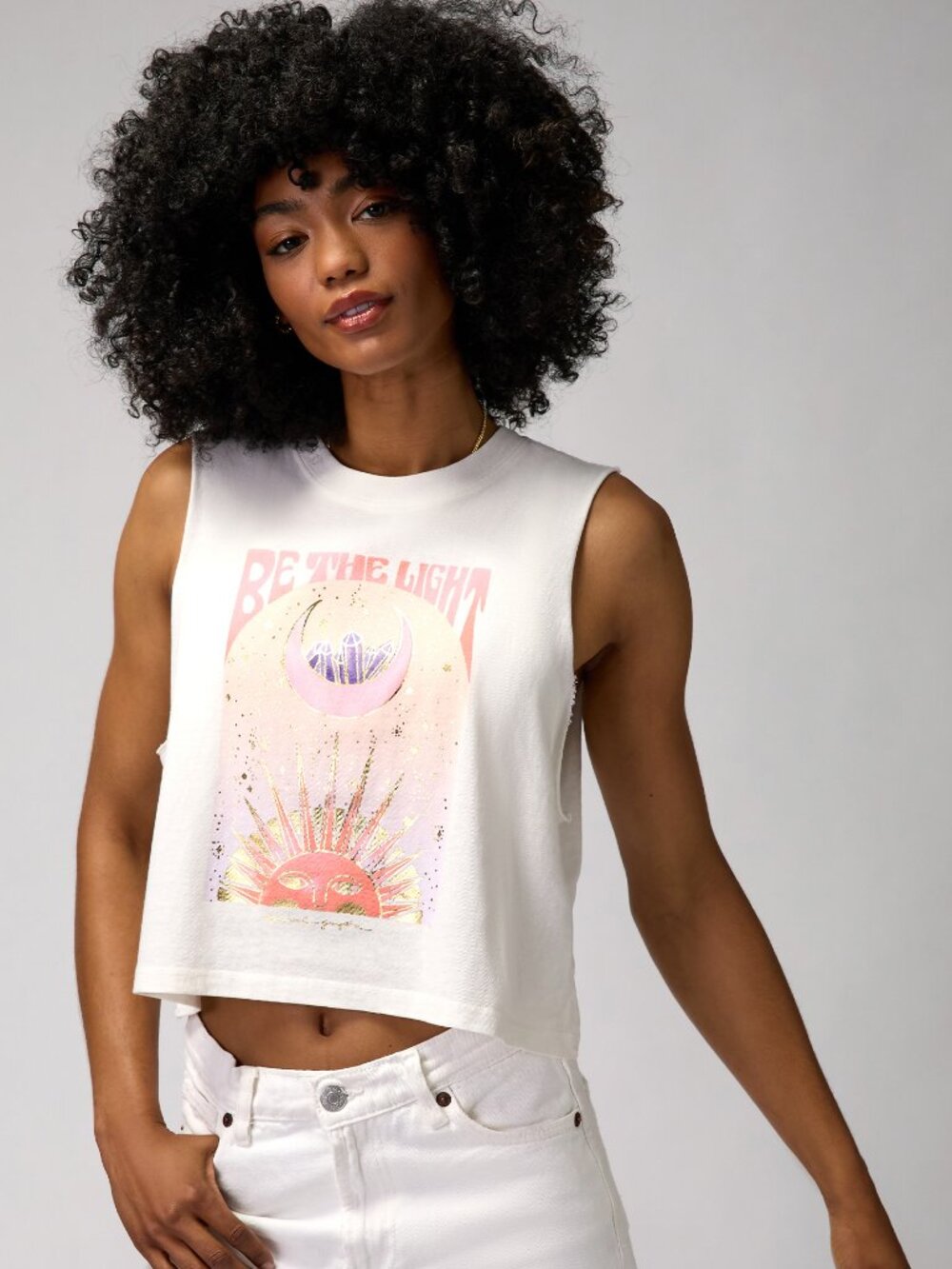 NWT: Spiritual Gangster Be The Light Cropped Tank White